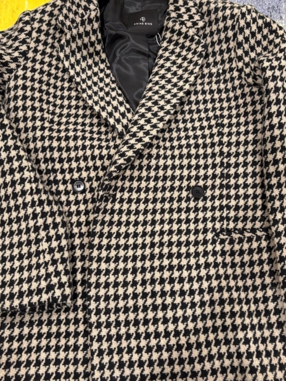 Anine bing quinn beige tweed blazer size medium